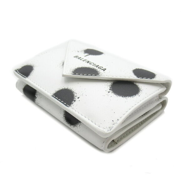 Balenciaga Bi fold Wallet Tri Leather White Black Wallet - Picture 3 of 9